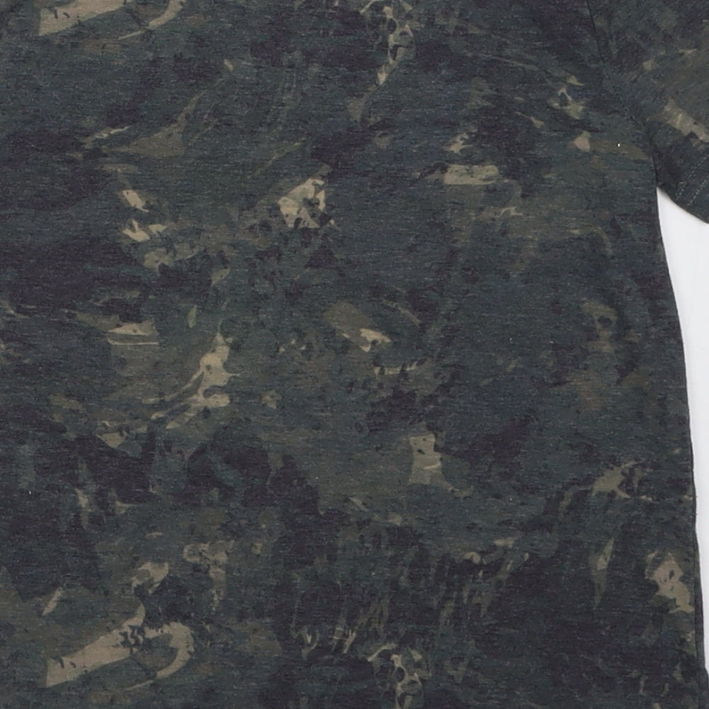 F&F Boys Green Camouflage Polyester Basic T-Shirt Size 8-9 Years Crew Neck Pullover - Attitude