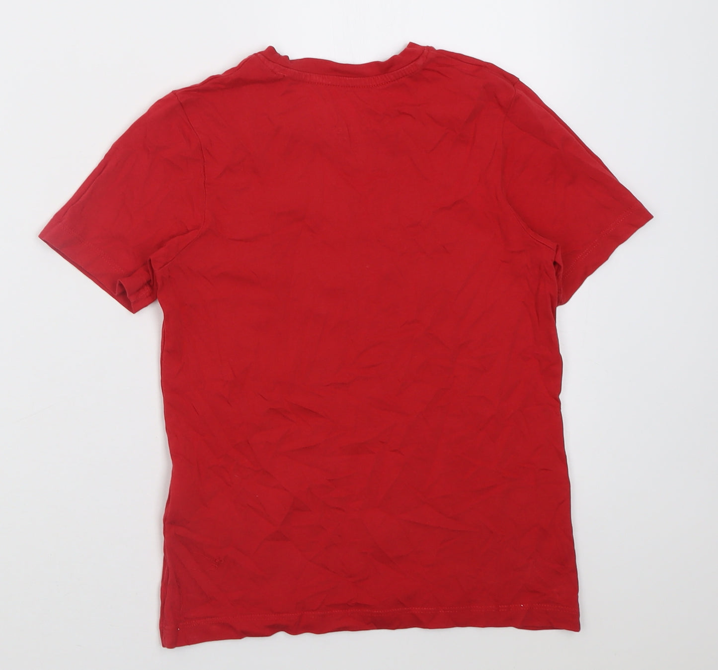 JACK & JONES Boys Red  Cotton Basic T-Shirt Size 10 Years Crew Neck Pullover