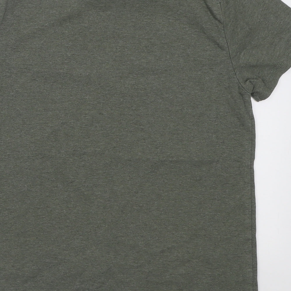 Primark Girls Green  Polyester Basic T-Shirt Size 7-8 Years Crew Neck Pullover - smiley world