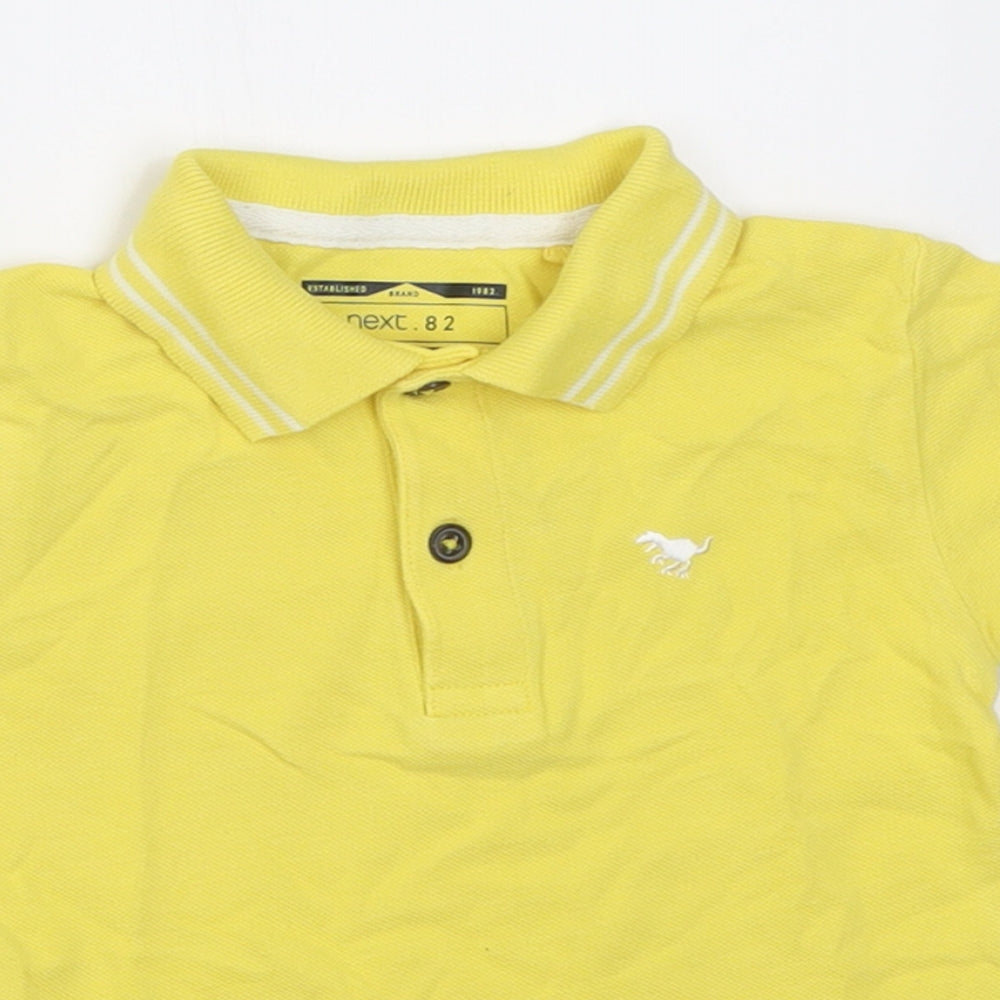 NEXT Boys Yellow  Cotton Basic Polo Size 12-18 Months Collared Button