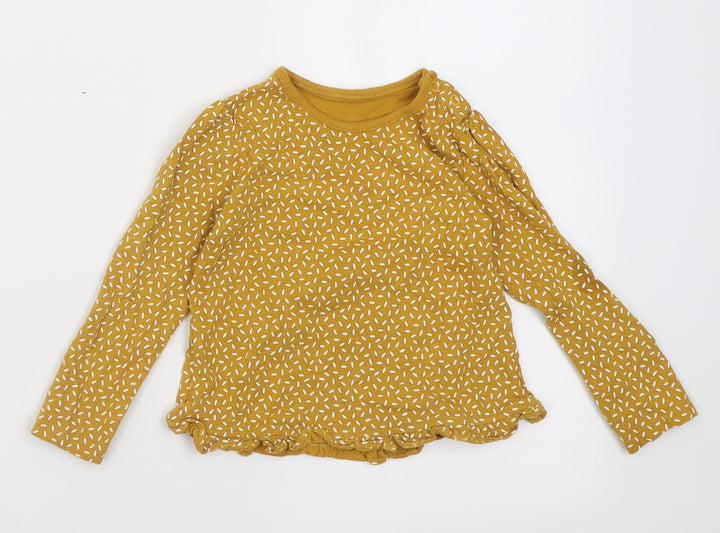 TU Girls Yellow Polka Dot Cotton Basic Casual Size 12-18 Months Crew Neck Pullover