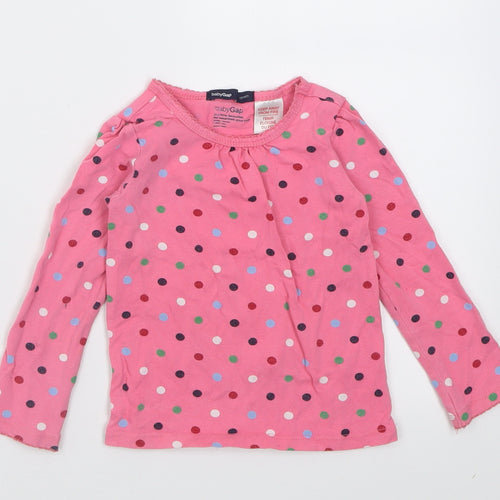 Gap Girls Multicoloured Polka Dot Cotton Basic Casual Size 2 Years Crew Neck Pullover