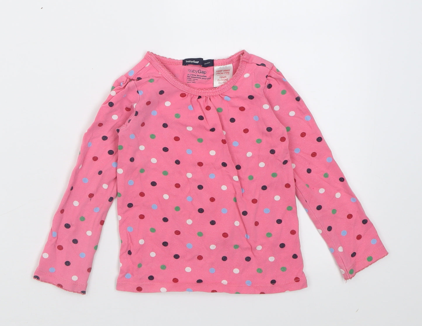 Gap Girls Multicoloured Polka Dot Cotton Basic Casual Size 2 Years Crew Neck Pullover