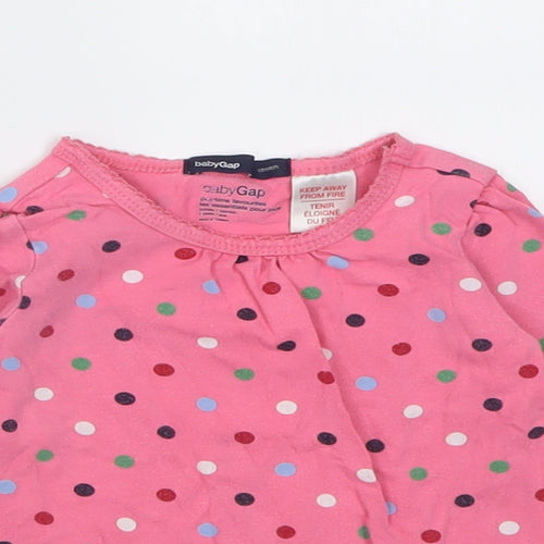 Gap Girls Multicoloured Polka Dot Cotton Basic Casual Size 2 Years Crew Neck Pullover