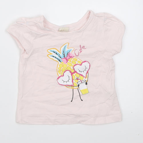 serkon Girls Pink  Cotton Basic T-Shirt Size 18-24 Months Crew Neck Pullover