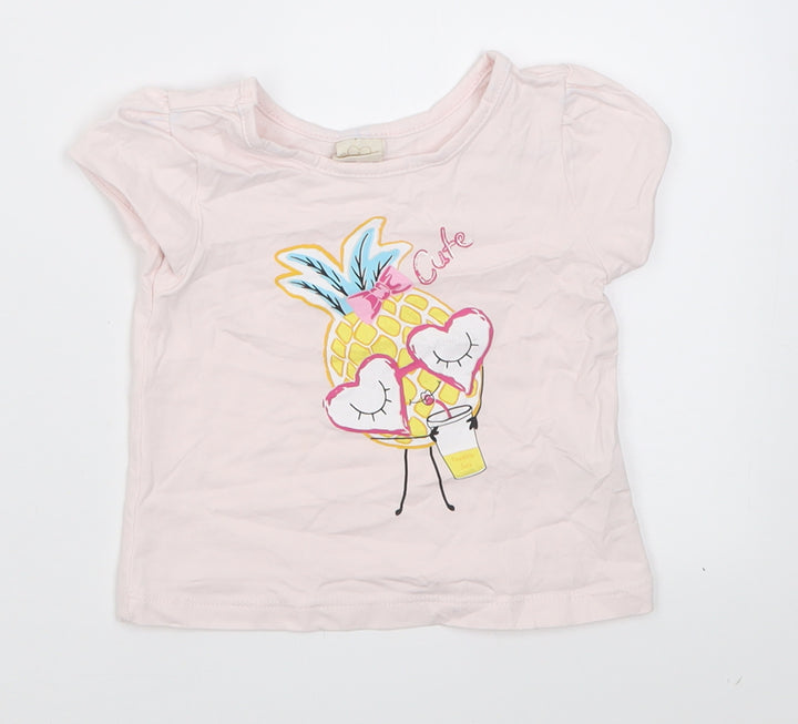 serkon Girls Pink Cotton Basic T-Shirt Size 18-24 Months Crew Neck Pullover