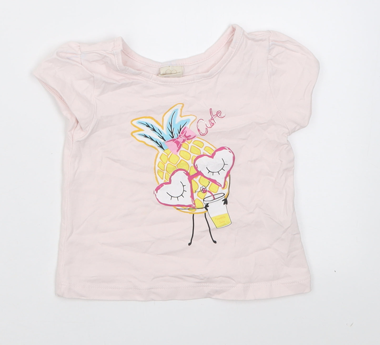 serkon Girls Pink  Cotton Basic T-Shirt Size 18-24 Months Crew Neck Pullover