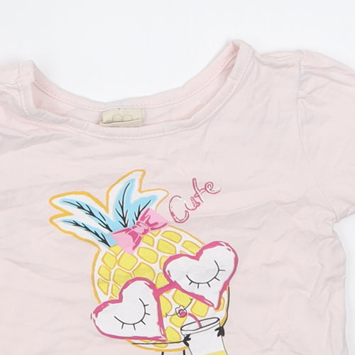 serkon Girls Pink  Cotton Basic T-Shirt Size 18-24 Months Crew Neck Pullover