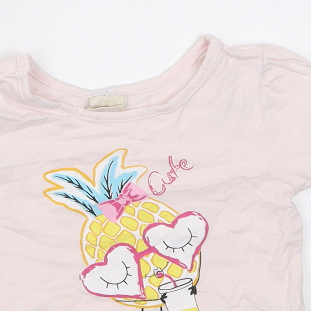 serkon Girls Pink  Cotton Basic T-Shirt Size 18-24 Months Crew Neck Pullover