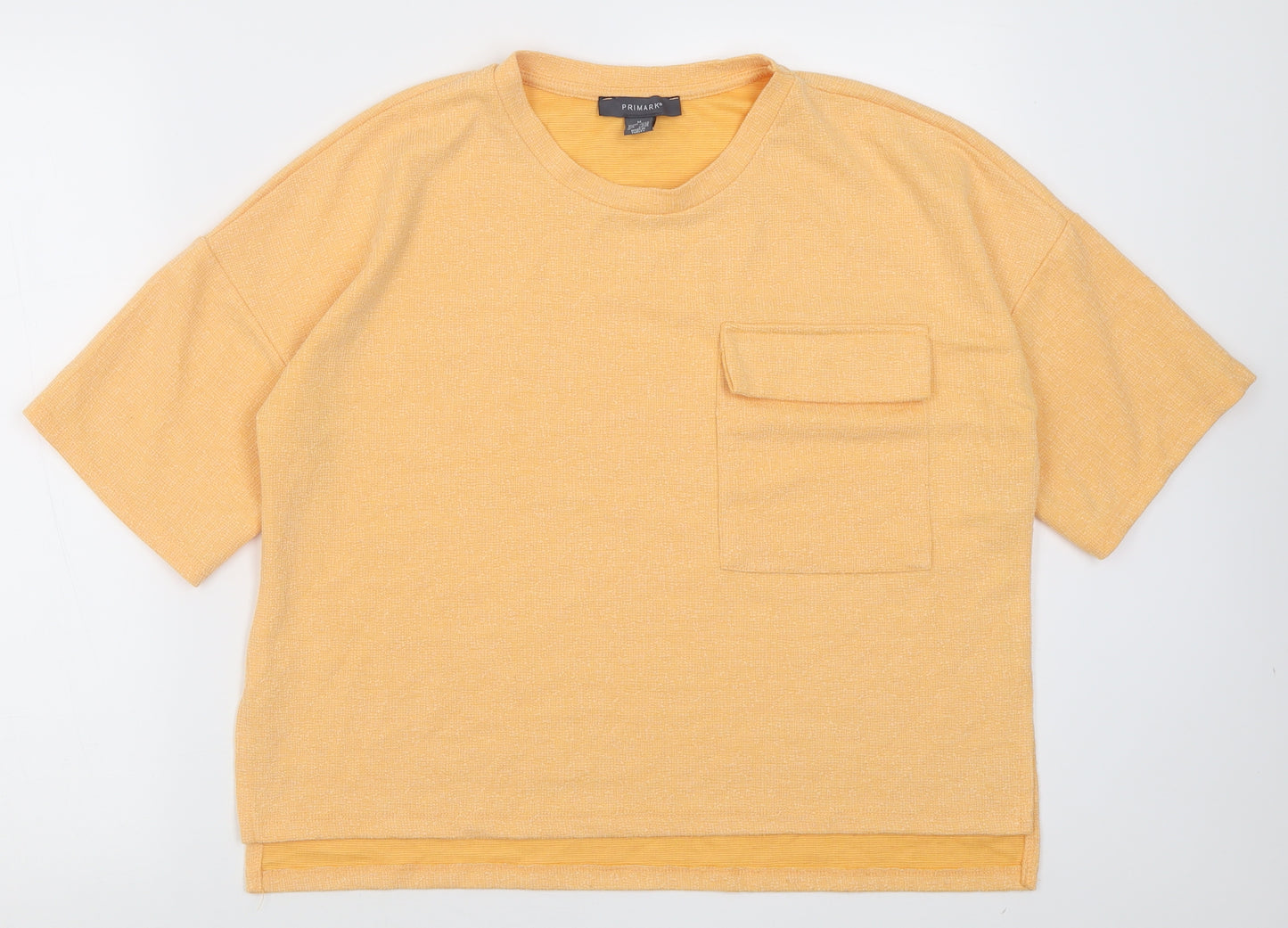 Primark Womens Orange  Polyester Cropped T-Shirt Size M Crew Neck