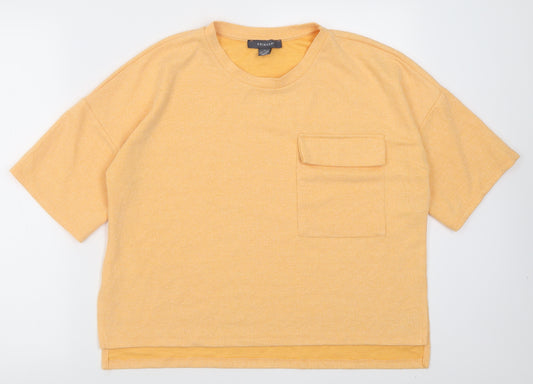 Front view of Primark women’s orange polyester cropped t-shirt, size M, crew neck