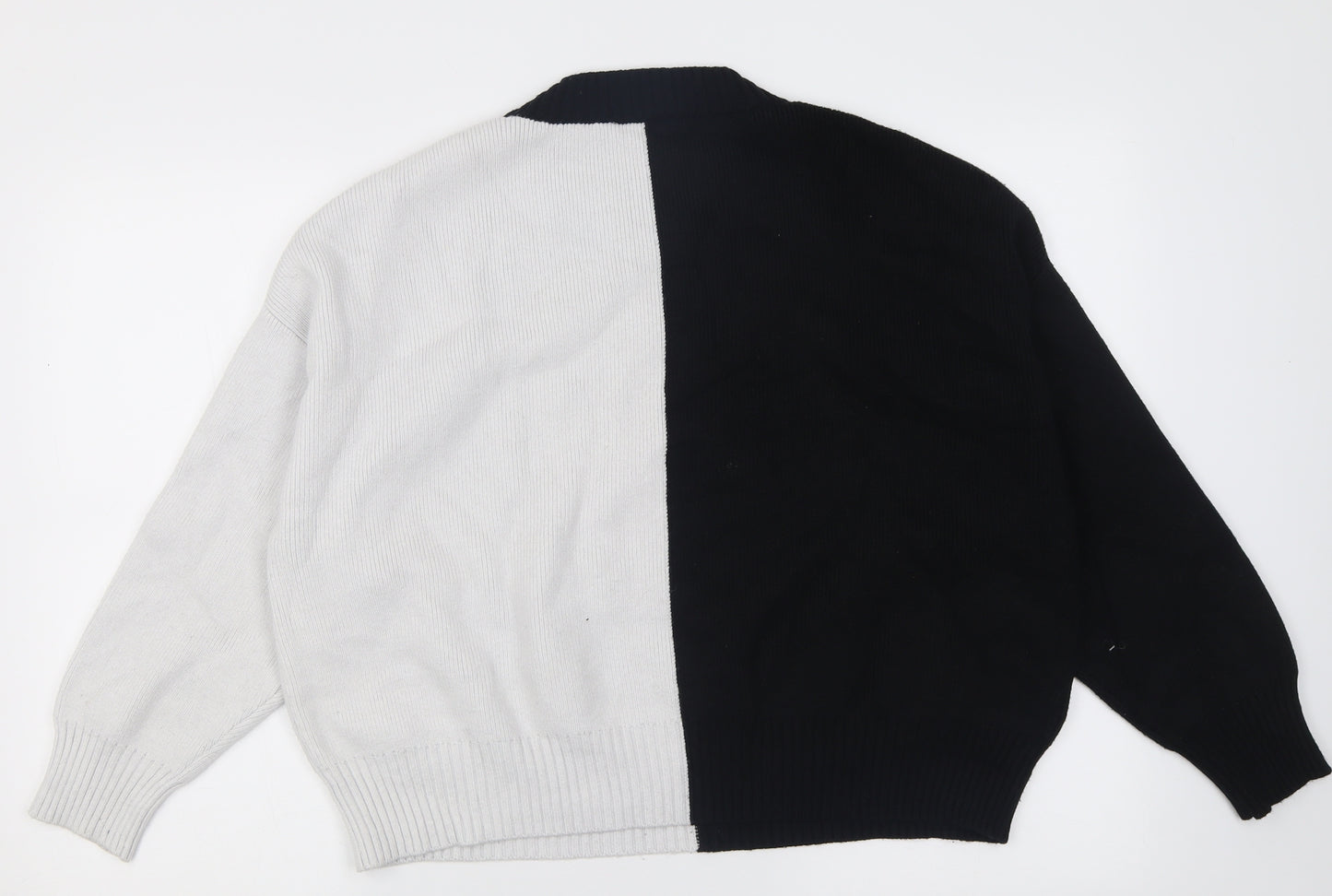 Mango Womens Black Crew Neck Striped Viscose Pullover Jumper Size M