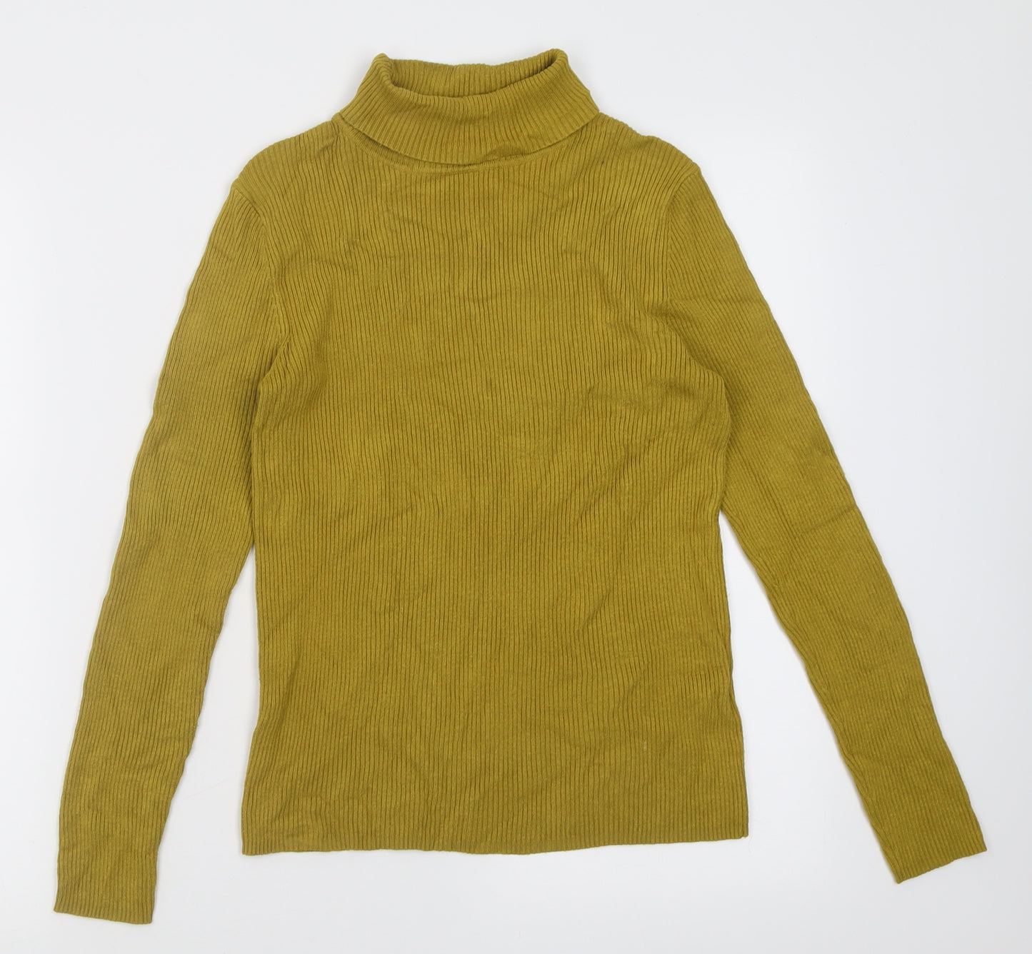 Marks and Spencer Womens Yellow Roll Neck  Viscose Pullover Jumper Size 12