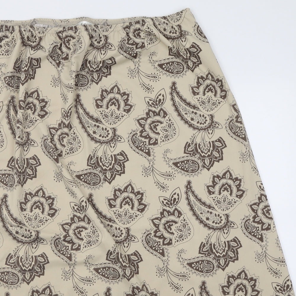 Traditions Womens Beige Geometric Polyester A-Line Skirt Size 16