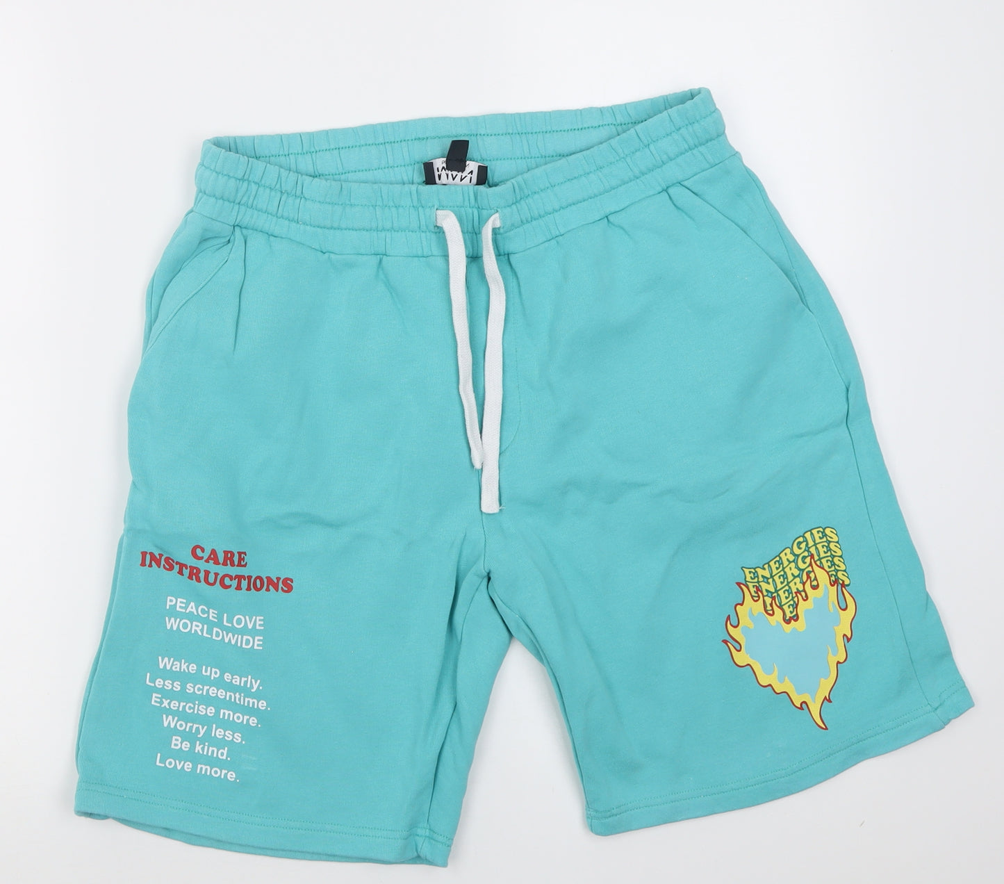 Boohoo Mens Blue  Cotton Sweat Shorts Size L L8 in Regular Tie