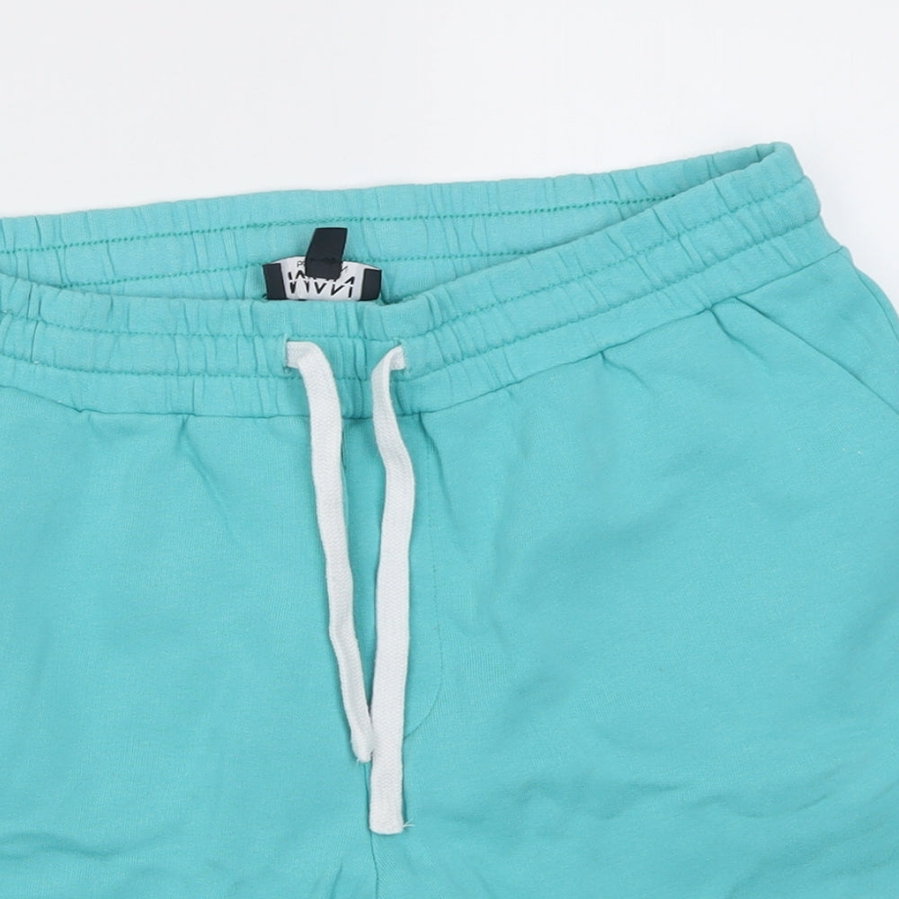 Boohoo Mens Blue  Cotton Sweat Shorts Size L L8 in Regular Tie