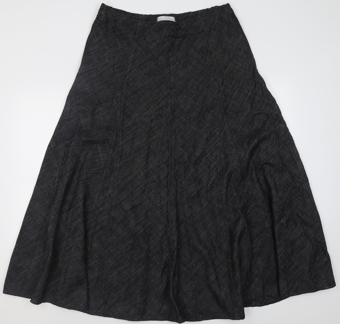 Casual Comfort Womens Black  Cotton A-Line Skirt Size 16