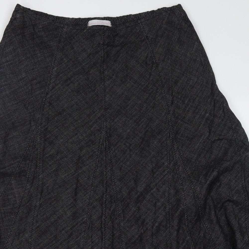 Casual Comfort Womens Black  Cotton A-Line Skirt Size 16