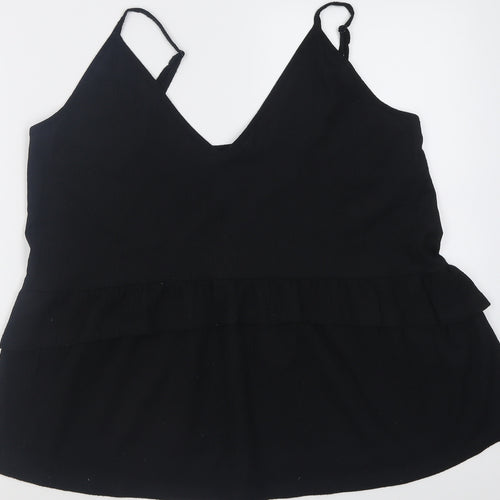 George Womens Black  Polyester Basic Tank Size 14 V-Neck
