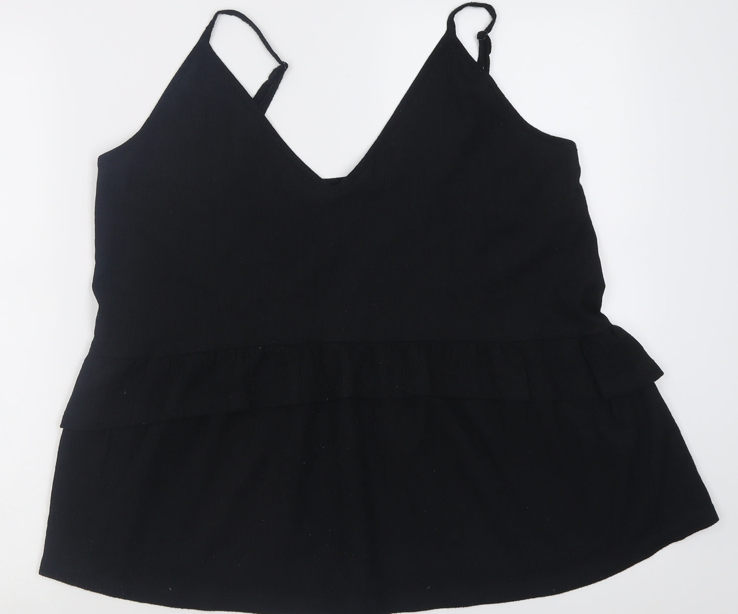 George Womens Black  Polyester Basic Tank Size 14 V-Neck