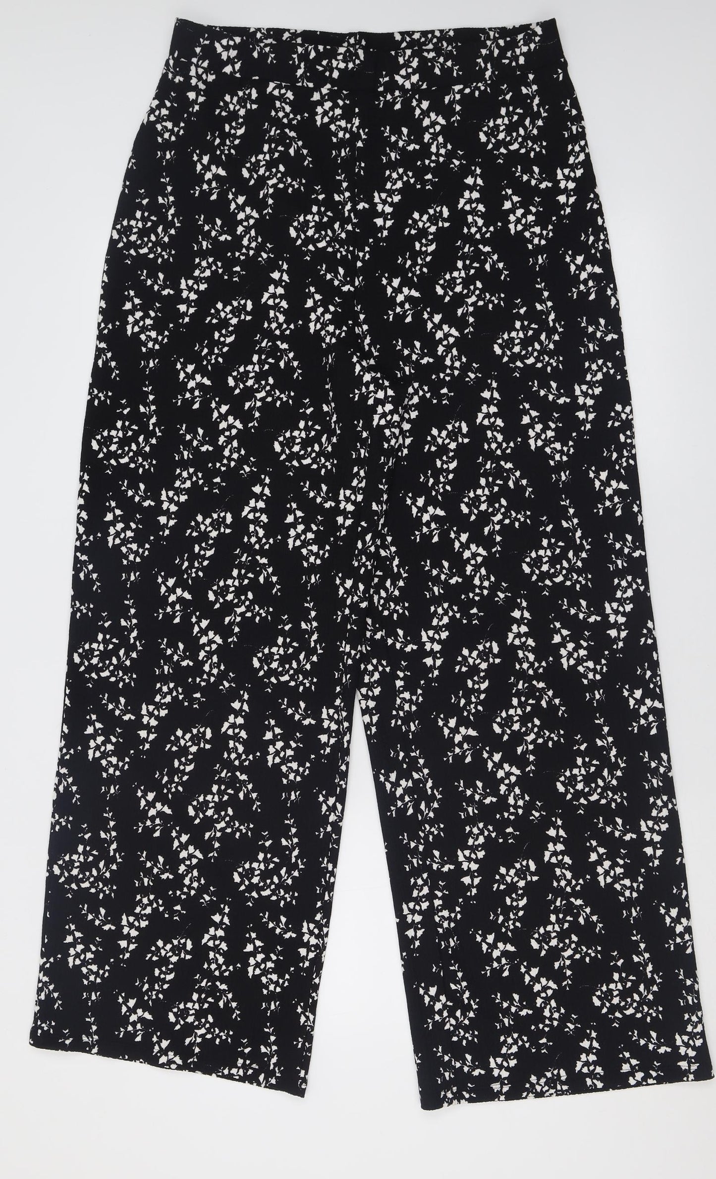 F&F Womens Black Geometric Polyester Trousers  Size 14 L30 in Regular