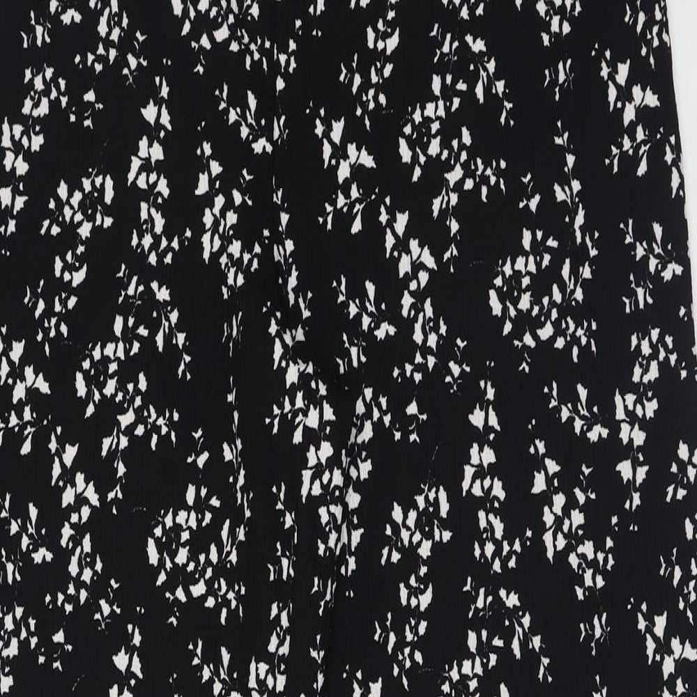F&F Womens Black Geometric Polyester Trousers  Size 14 L30 in Regular
