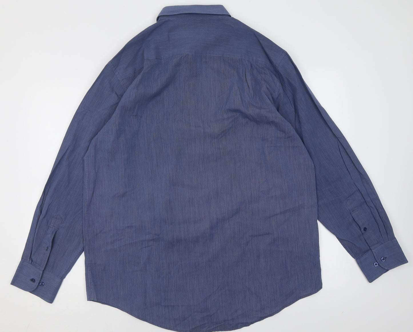 F&F Mens Blue  Polyester  Button-Up Size 16.5 Collared Button