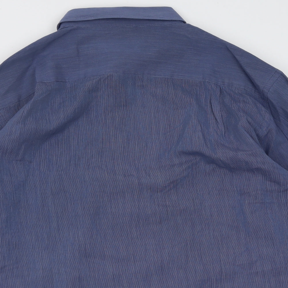 F&F Mens Blue  Polyester  Button-Up Size 16.5 Collared Button