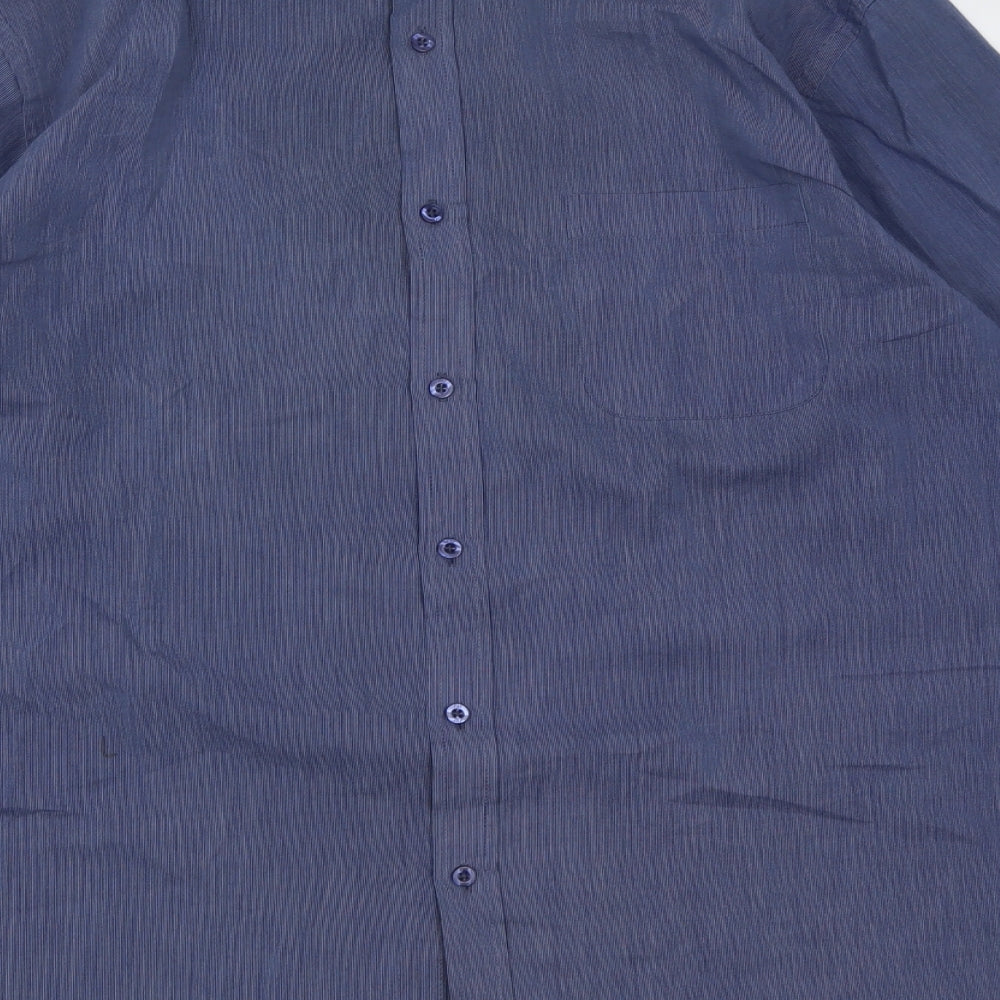 F&F Mens Blue  Polyester  Button-Up Size 16.5 Collared Button