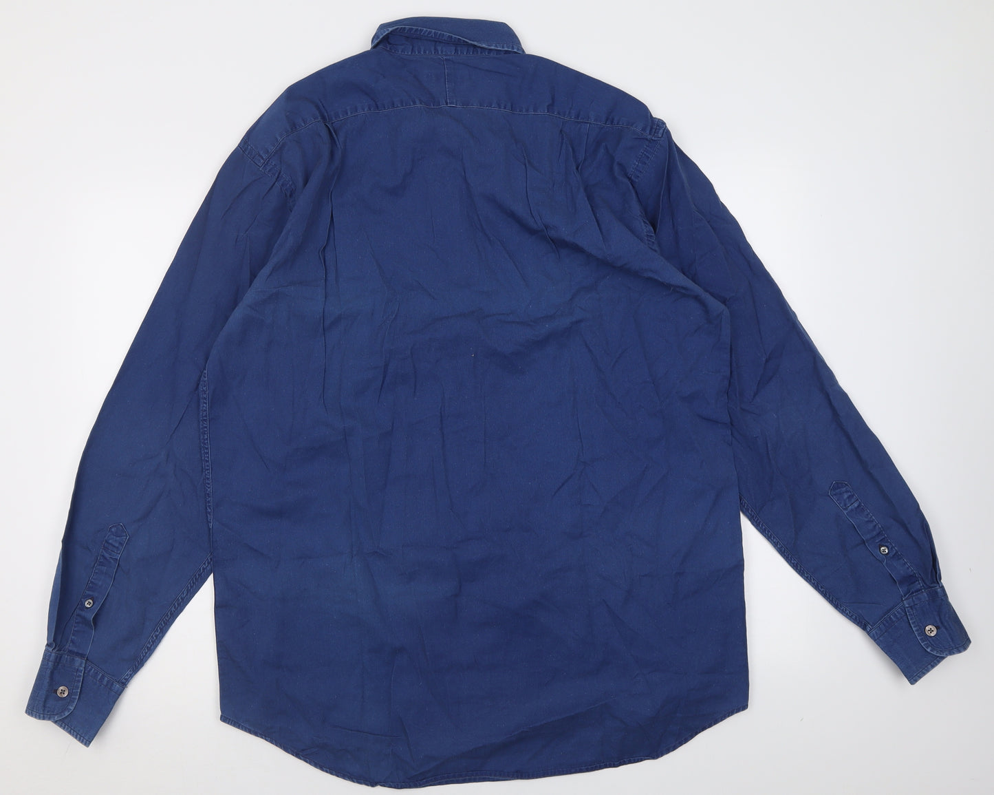 Gieves & Hawkes Mens Blue  Cotton  Button-Up Size XL Collared Button