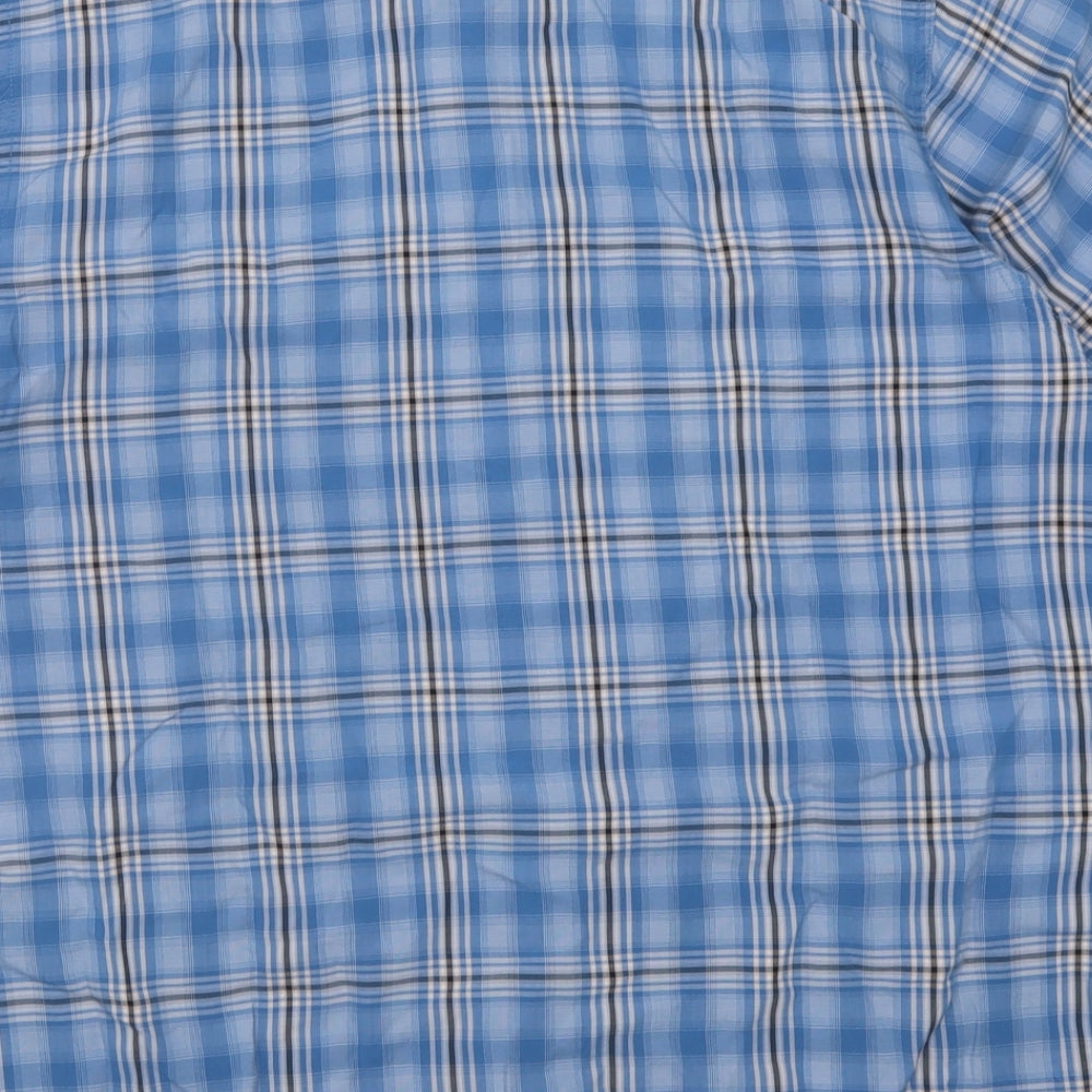 The North Face Mens Blue Check Modal  Button-Up Size L Collared Button