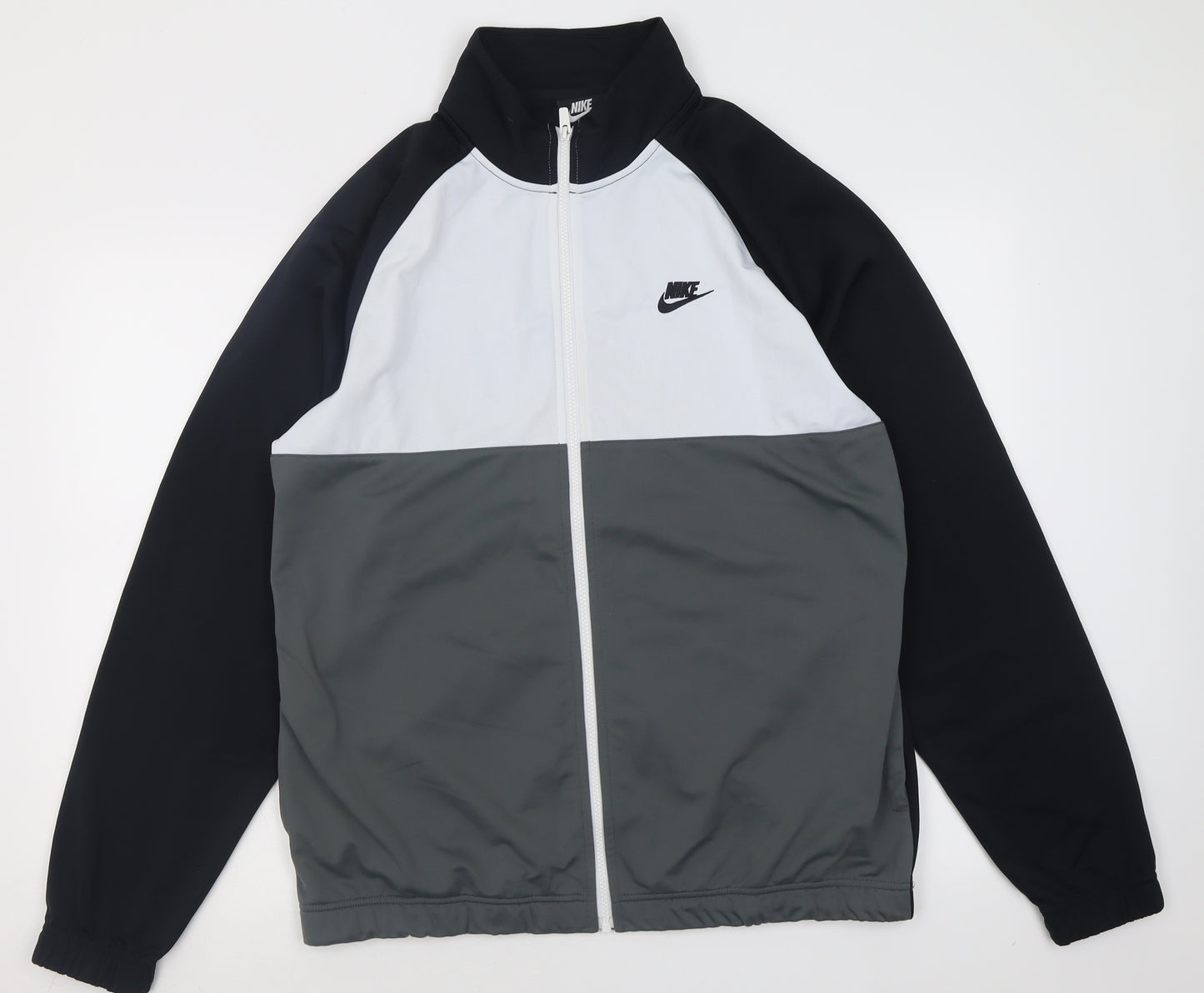 Nike Mens Grey Striped Polyester Full Zip Sweatshirt Size L