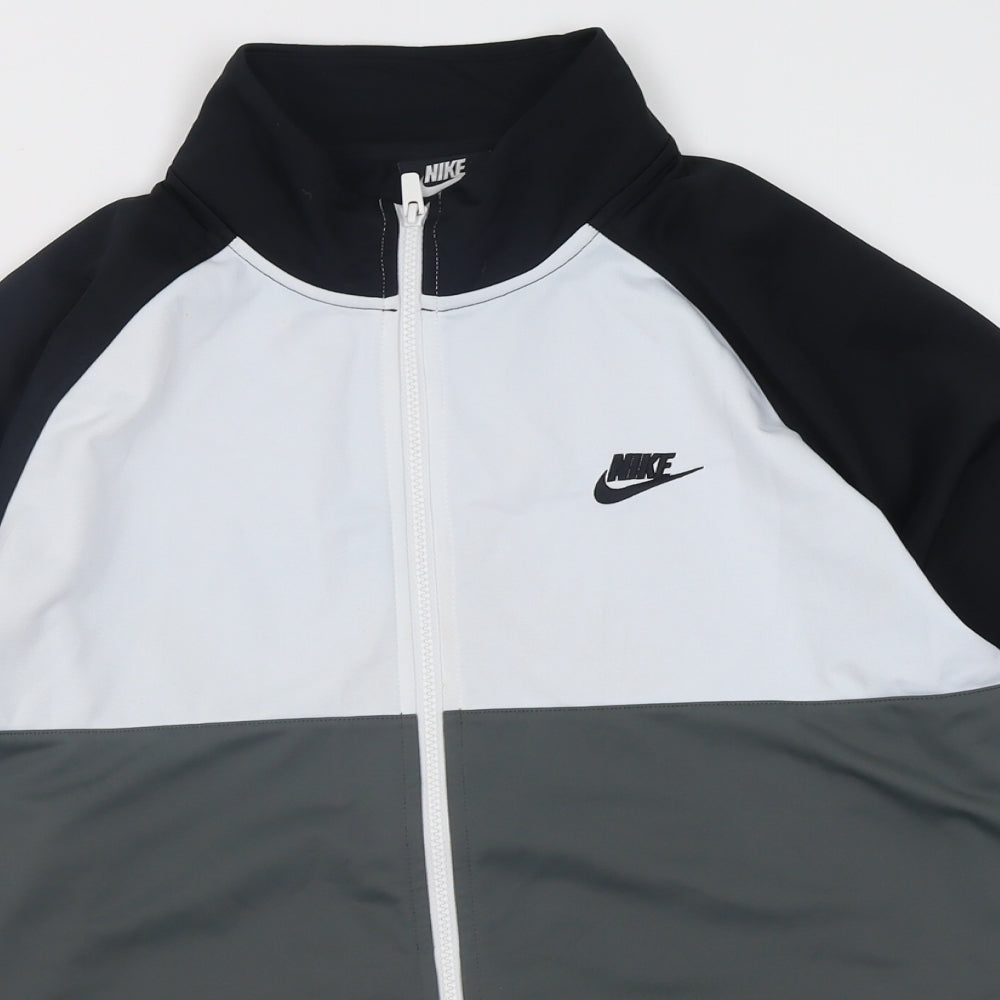 Nike Mens Grey Striped Polyester Full Zip Sweatshirt Size L