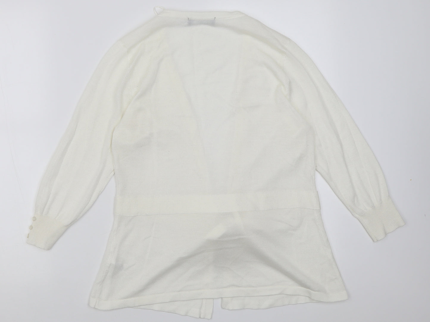 George Womens White V-Neck  Acrylic Cardigan Jumper Size 12