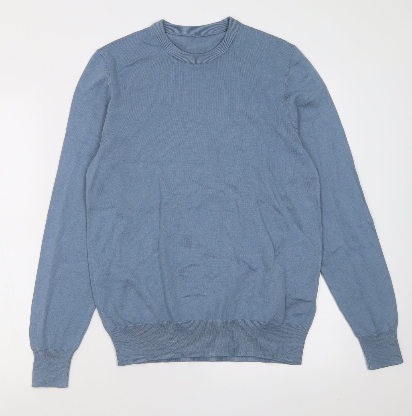 Marks and Spencer Mens Blue Crew Neck  Cotton Pullover Jumper Size M