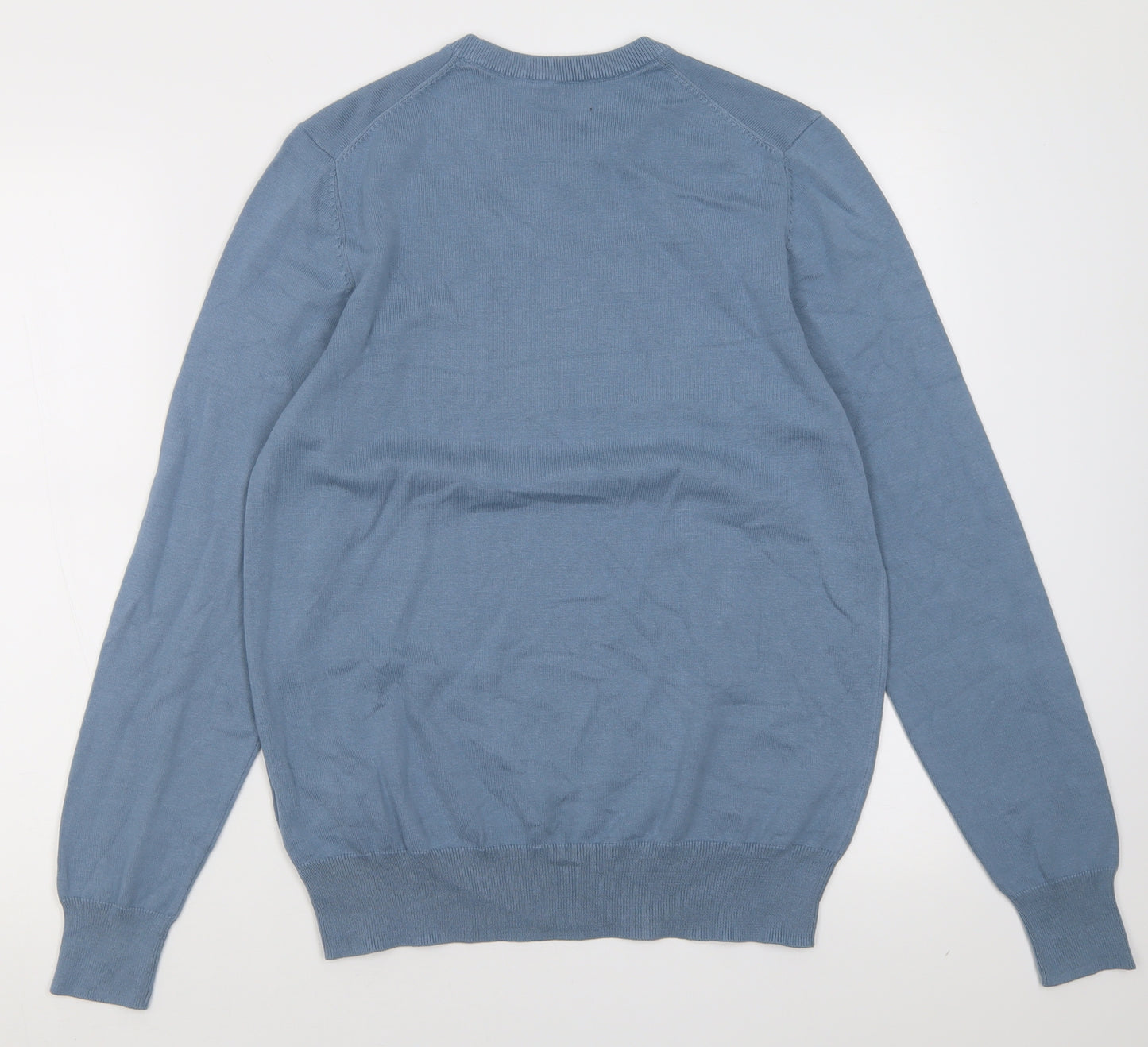 Marks and Spencer Mens Blue Crew Neck  Cotton Pullover Jumper Size M