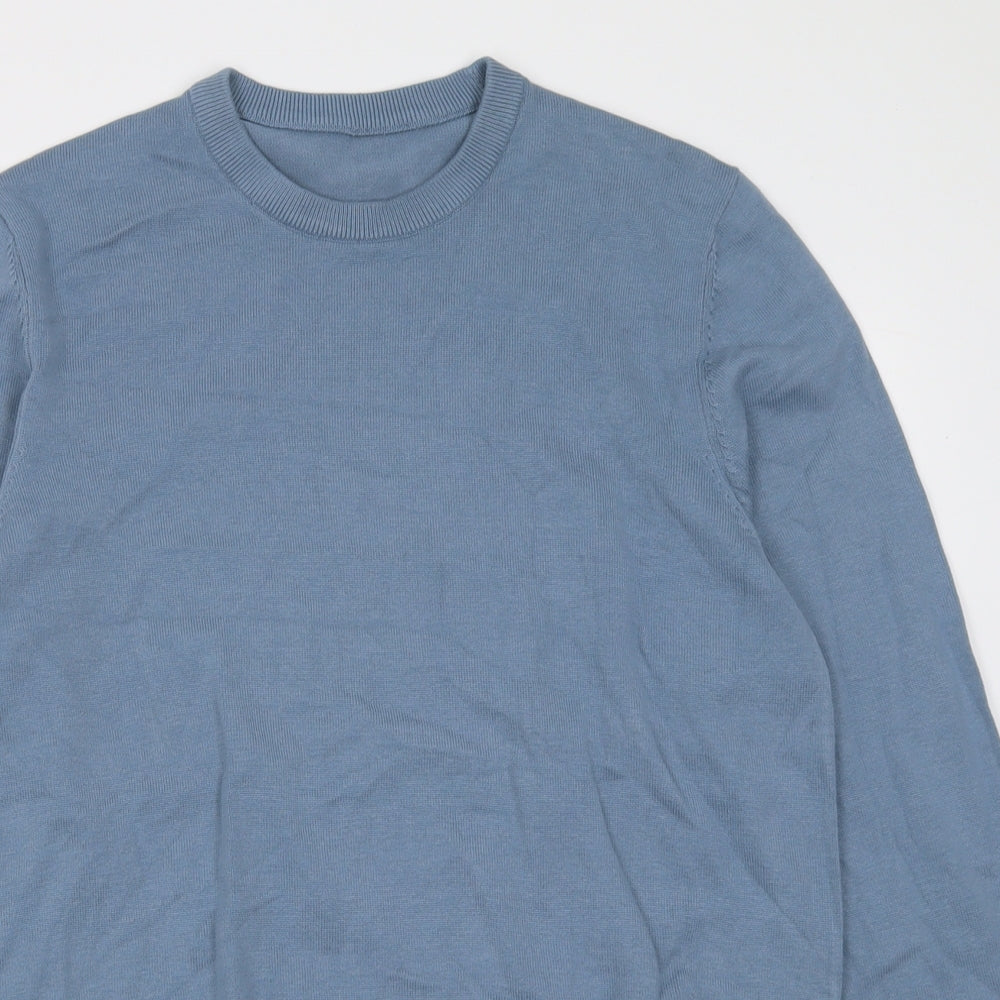 Marks and Spencer Mens Blue Crew Neck  Cotton Pullover Jumper Size M