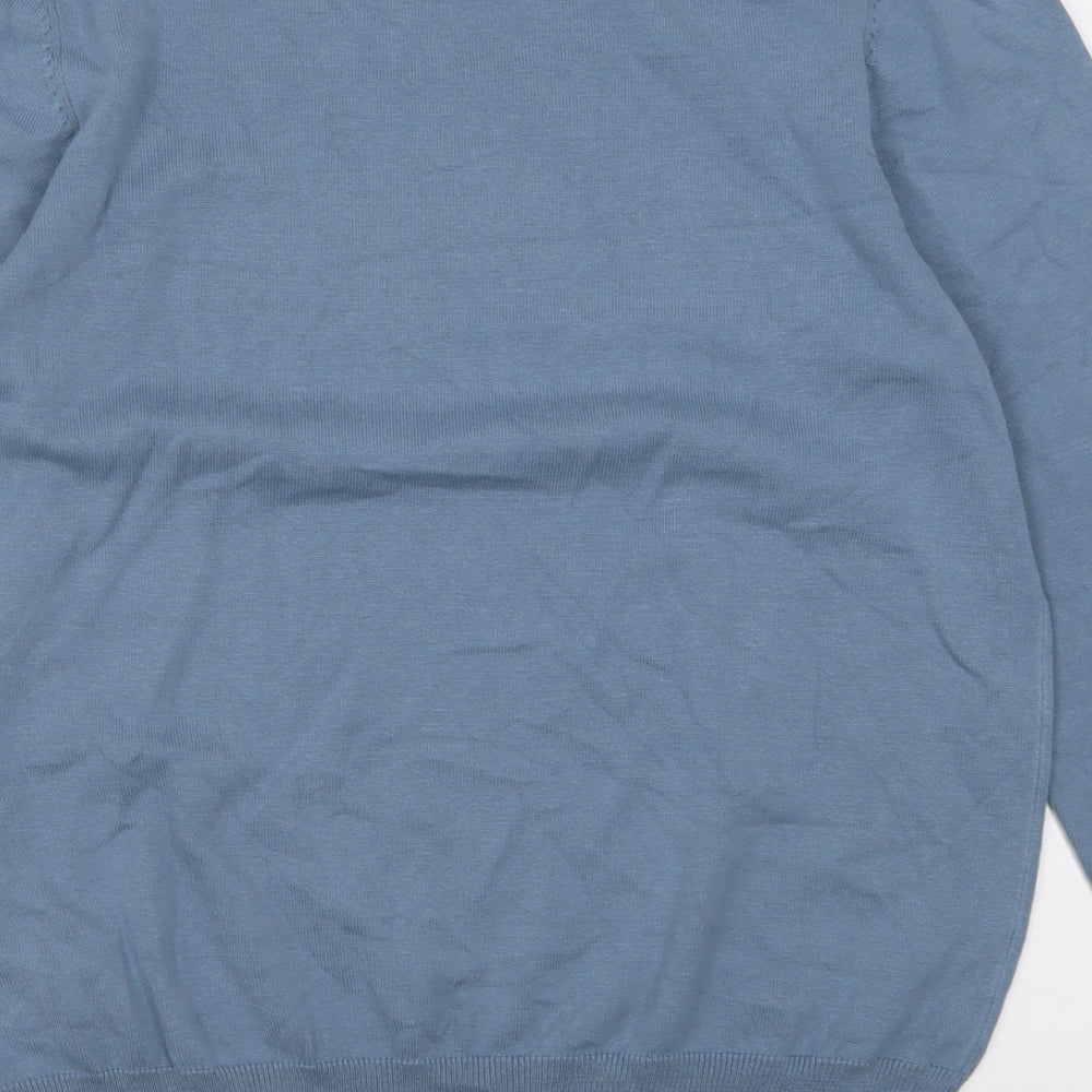 Marks and Spencer Mens Blue Crew Neck  Cotton Pullover Jumper Size M