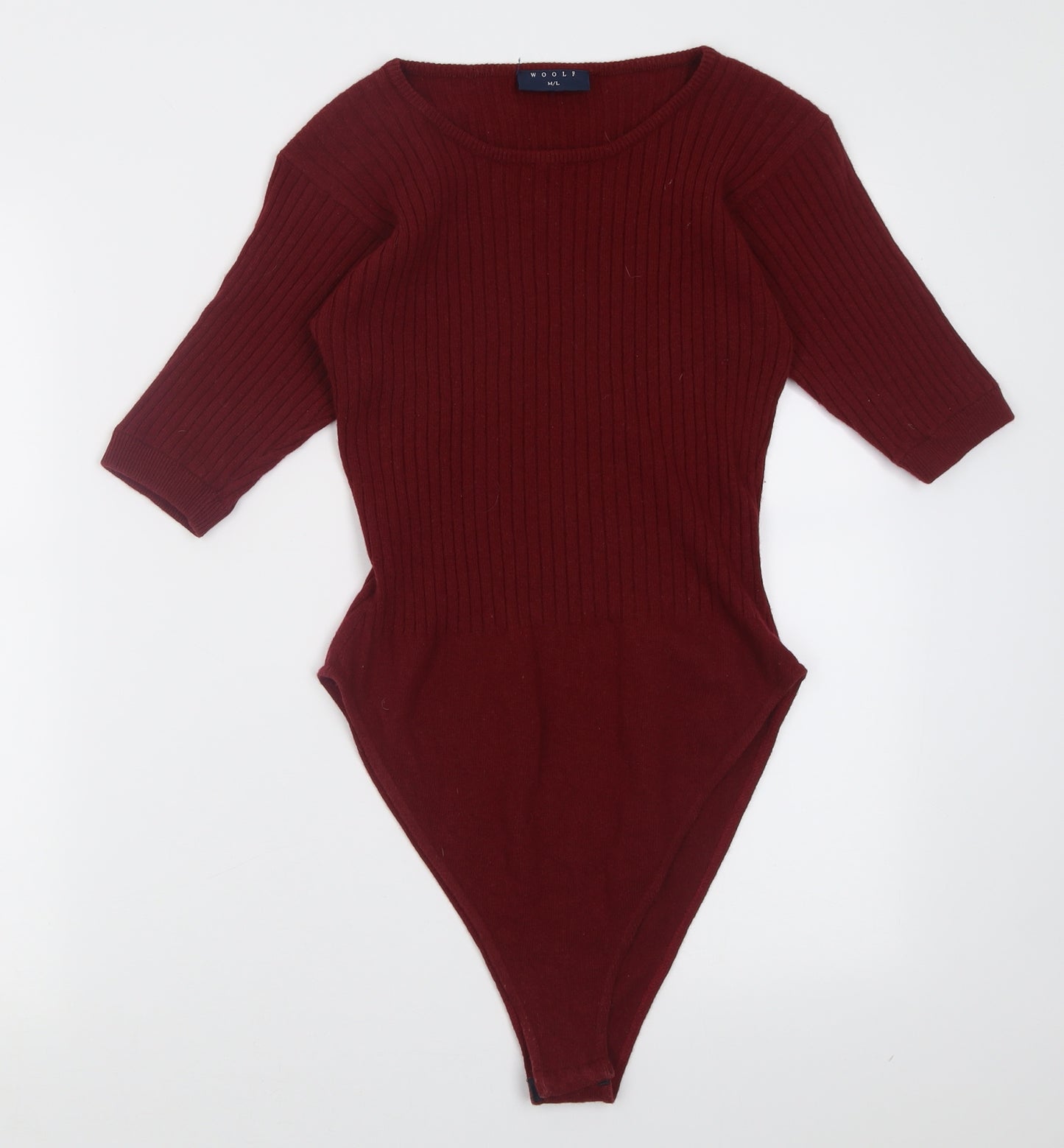 Woolf Womens Red  Cotton Bodysuit One-Piece Size L  Button