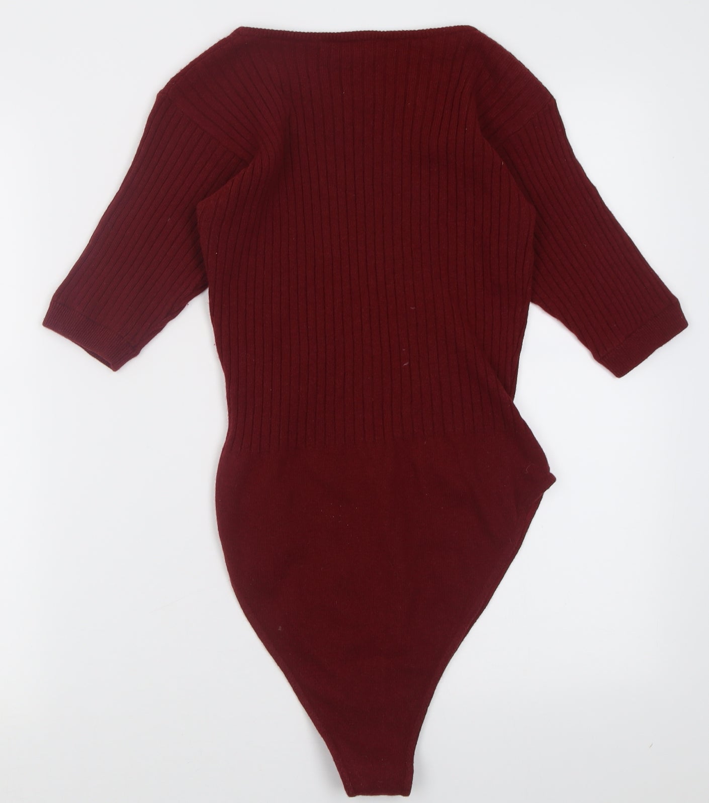 Woolf Womens Red  Cotton Bodysuit One-Piece Size L  Button