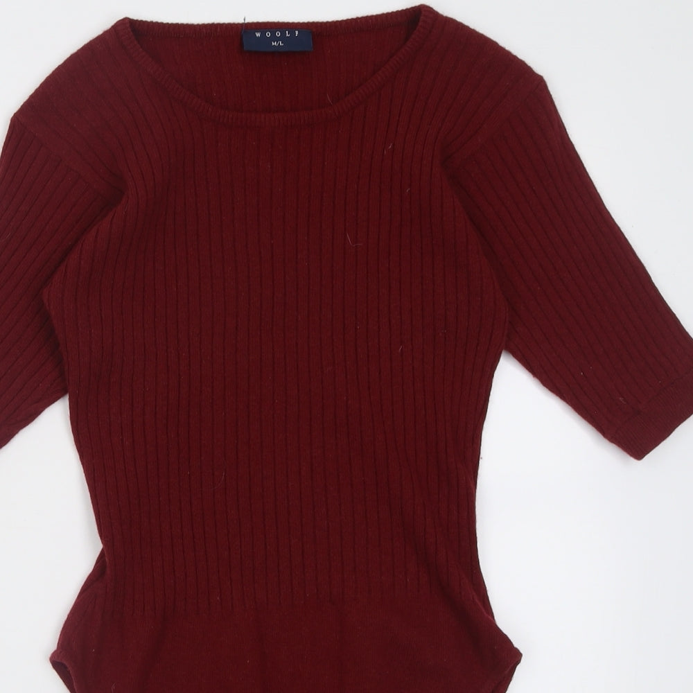 Woolf Womens Red  Cotton Bodysuit One-Piece Size L  Button