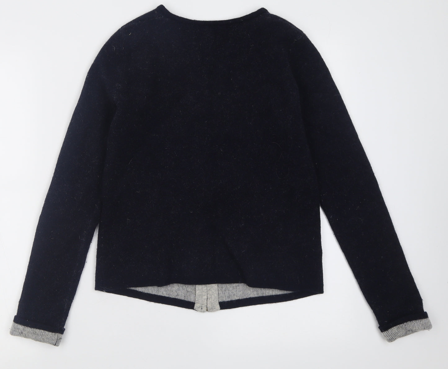 Laura Ashley Womens Blue Crew Neck  Wool Cardigan Jumper Size 8