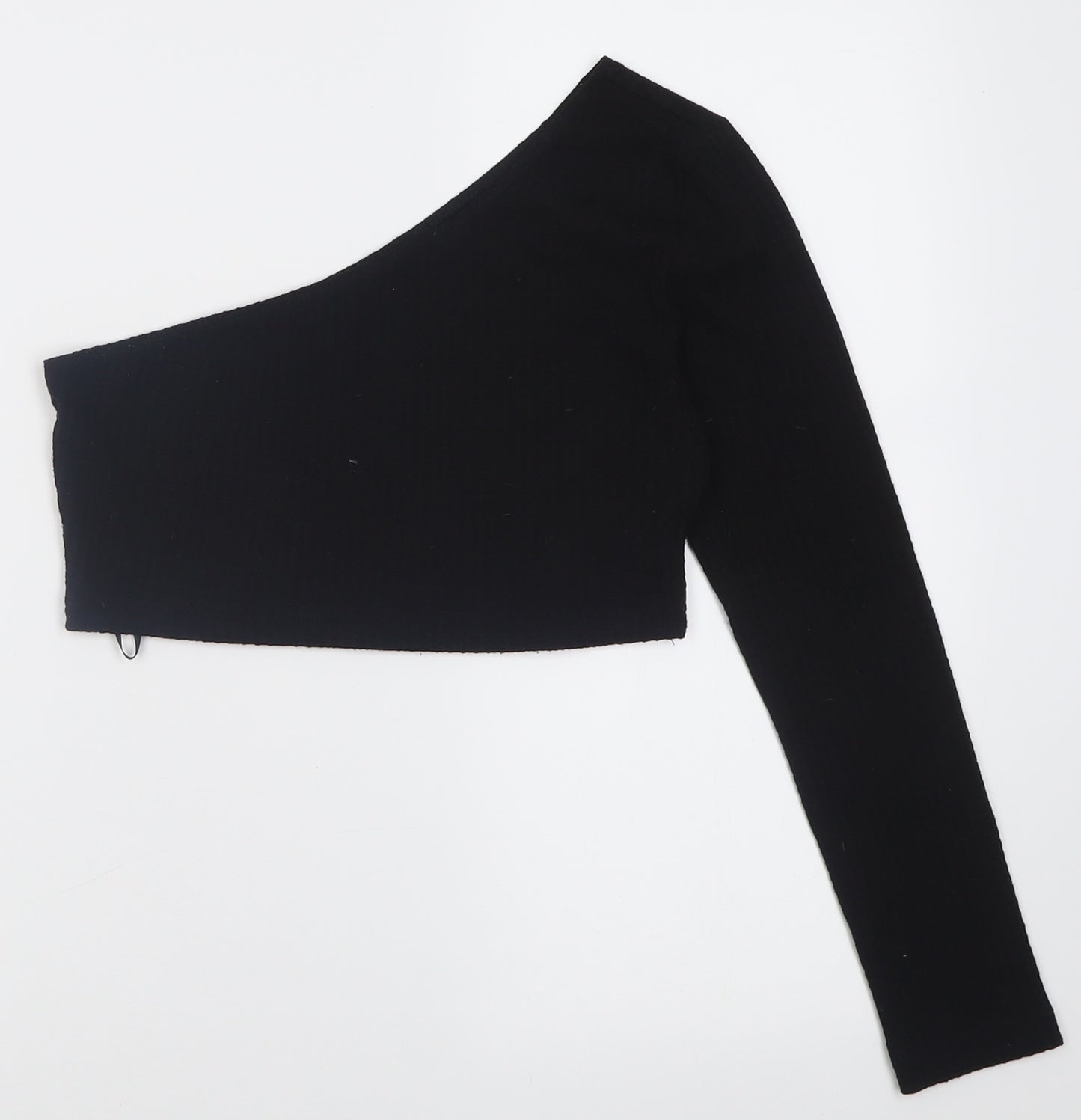SheIn Womens Black  Polyester Cropped Blouse Size M One Shoulder