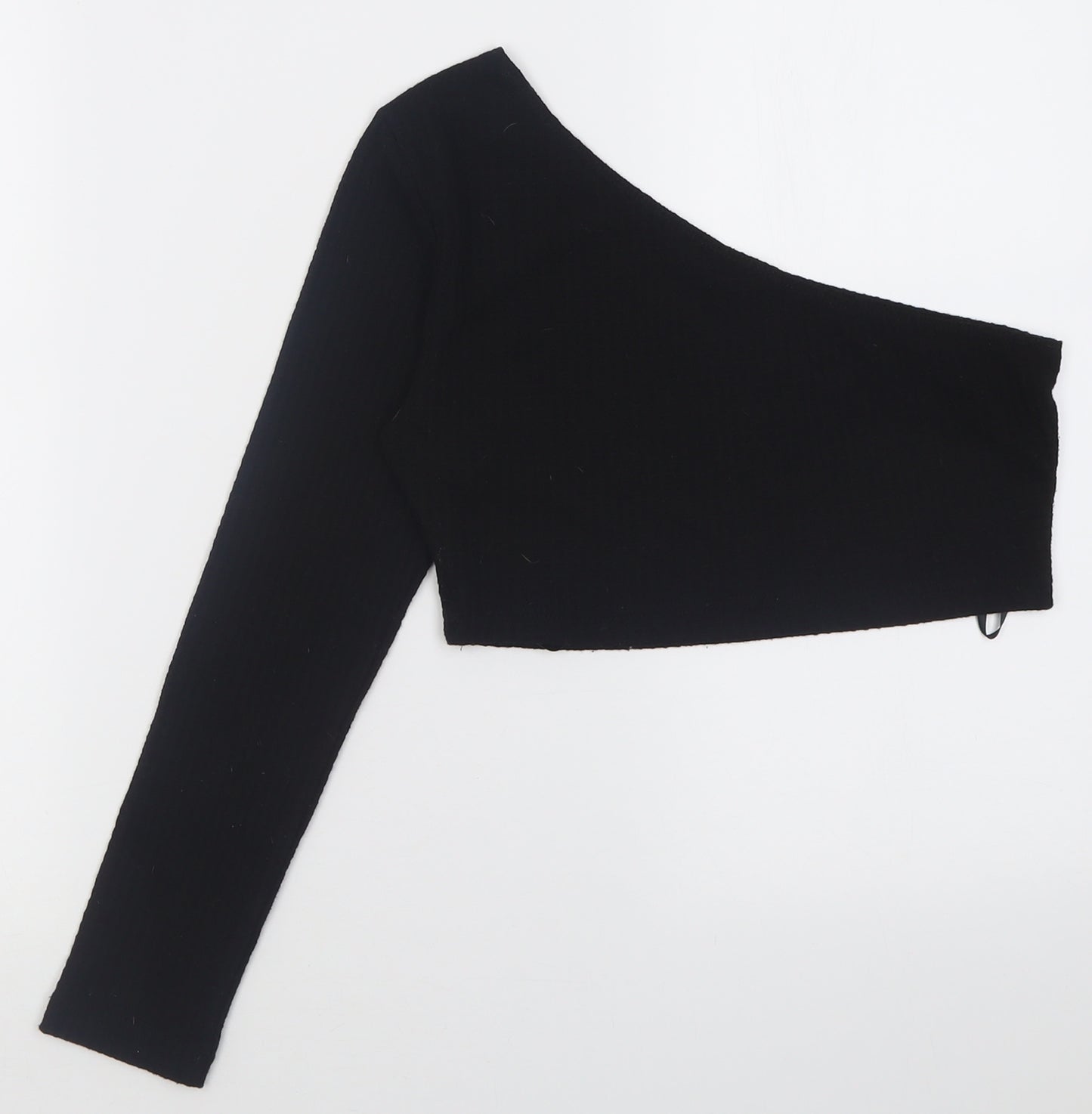SheIn Womens Black  Polyester Cropped Blouse Size M One Shoulder