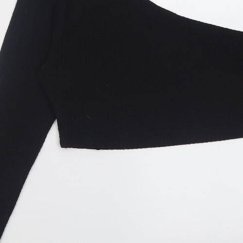 SheIn Womens Black  Polyester Cropped Blouse Size M One Shoulder