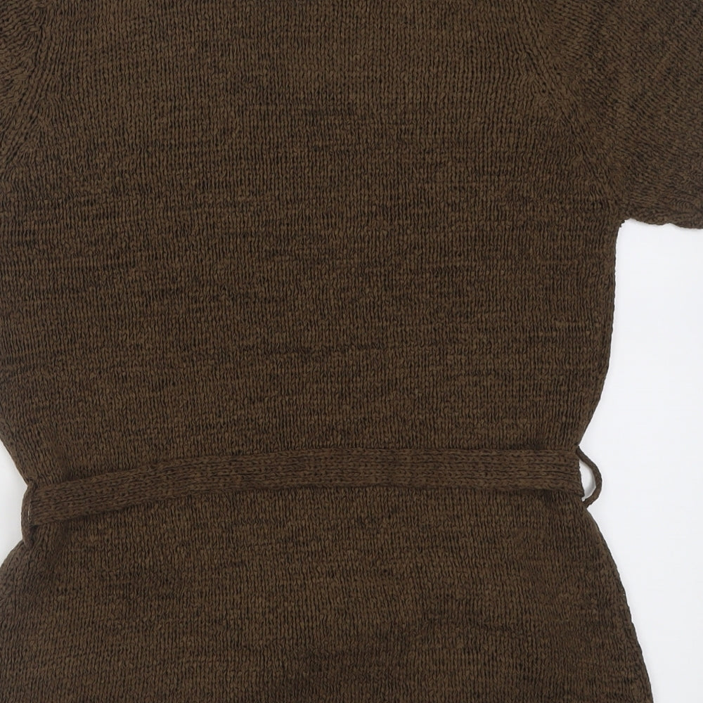 evie Womens Brown Crew Neck  Acrylic Pullover Jumper Size 16