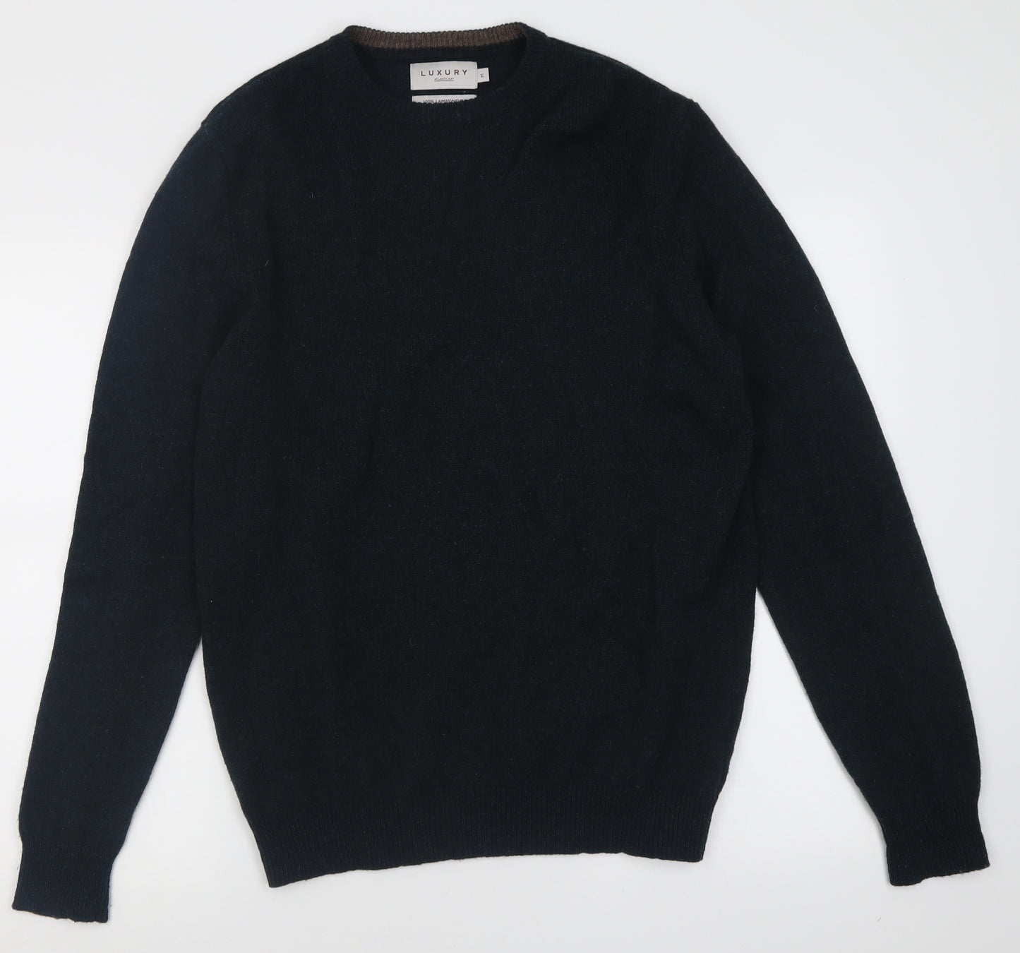 Atlantic Bay Mens Green Crew Neck  Wool Pullover Jumper Size M