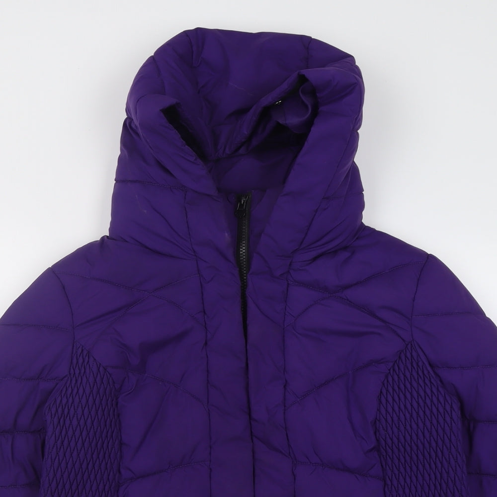 TU Womens Purple   Overcoat Coat Size 14  Zip