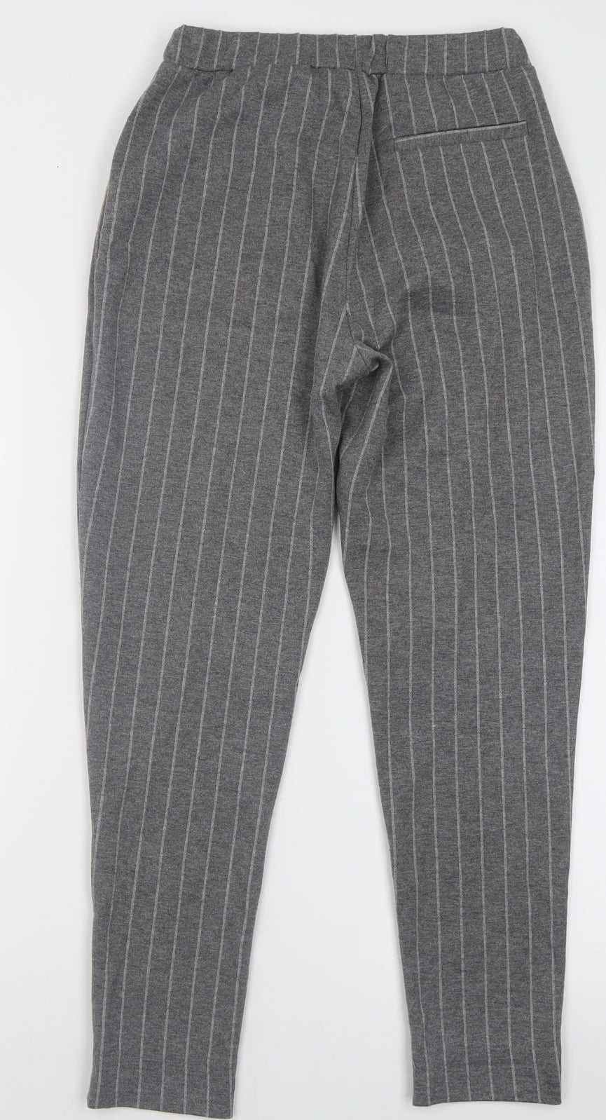 Pull&Bear Womens Grey Striped Polyester Trousers  Size S L26 in Regular