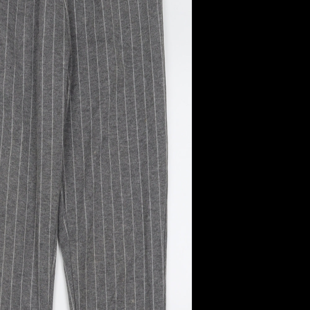 Pull&Bear Womens Grey Striped Polyester Trousers  Size S L26 in Regular